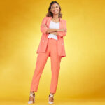 Vision, smile and portrait of business woman with mission for the future and confident isolated in studio yellow background. Proud, goals and young entrepreneur happy of opportunity for startup